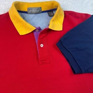 Vintage 90s Lord & Taylor Color-block Polo Shirt Red/Yellow/ Blue Polo Shirt L